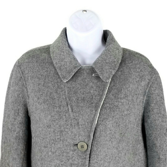 Talbots Gray Wool Blend Button Front Luxury Winter Coat Womens 14P Petite - Picture 4 of 11